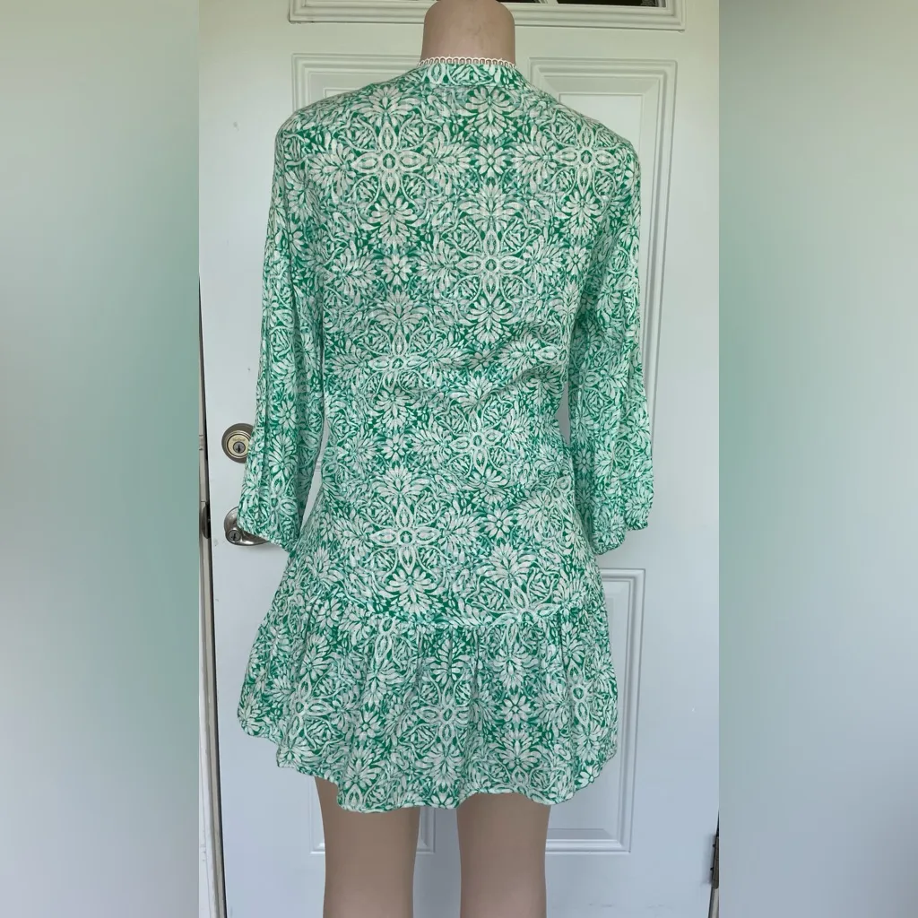 Zara Green and White Mini Dress - Image 3