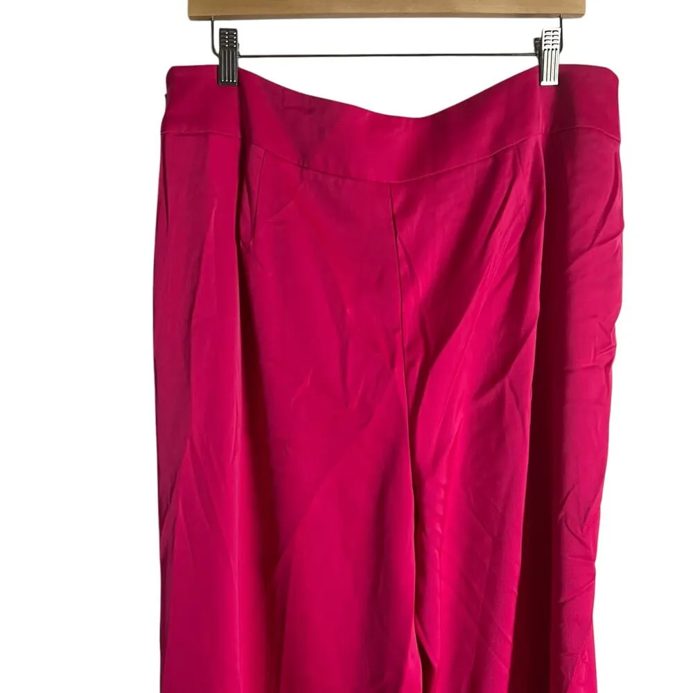 Anne Klein Pink Wide Leg High Waisted Satin Dress Pants Size 14 - Image 7