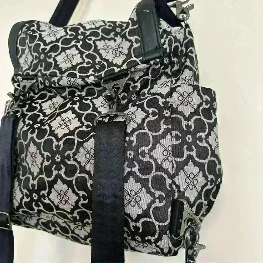 Petunia Pickle Bottom Boxy Backpack Convertible Diaper Bag Black White Damask - Image 7