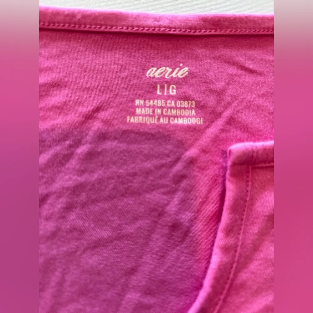 AERIE V Neck Lounge Super Soft Long Sleeve T-shirt Pink Size Large NWT - Image 9