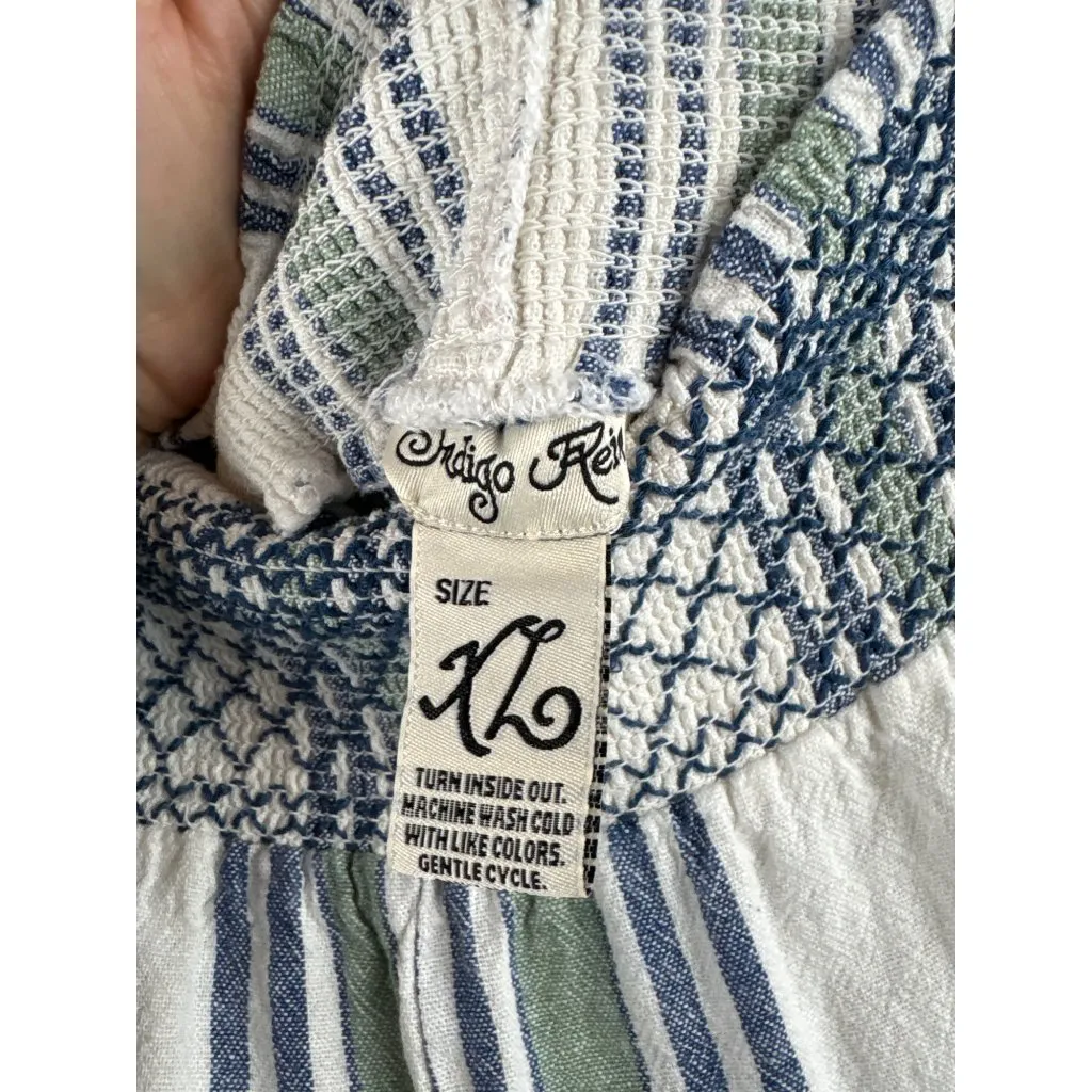 Women’s Indigo Rein XL White, Green, & Blue Linen Pants - Image 3