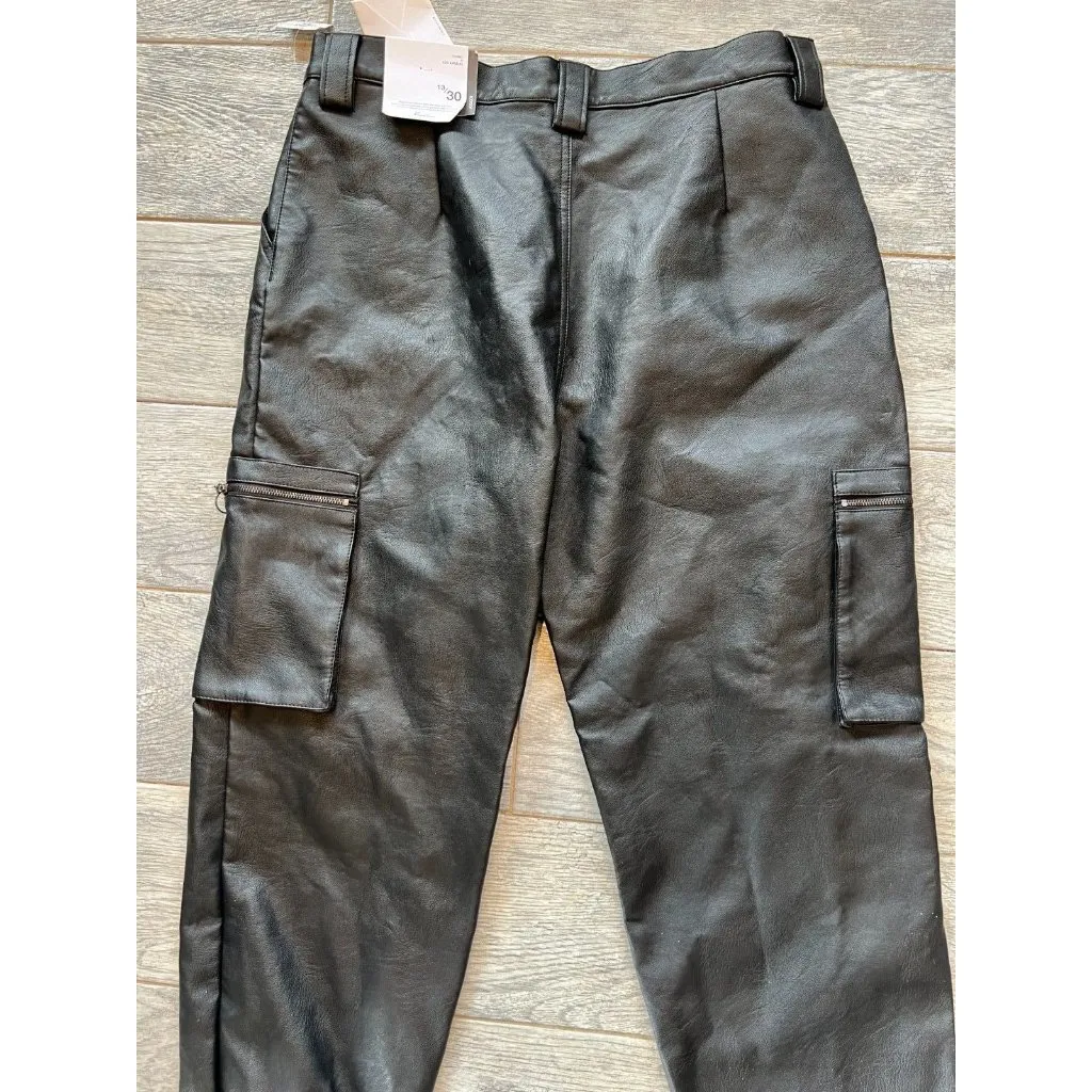 Kancan Rooney ultra high rise faux leather cargo jogger pants 13 30 NWT‎ Black Size undefined - Image 6