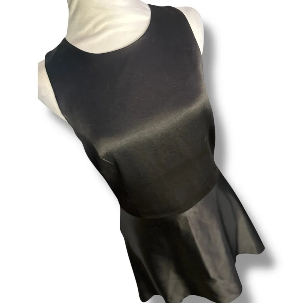 ALICE + OLIVIA Bria Peplum Black Satin Sleeveless Fit & Flare Mini Dress Size 10 - Image 5