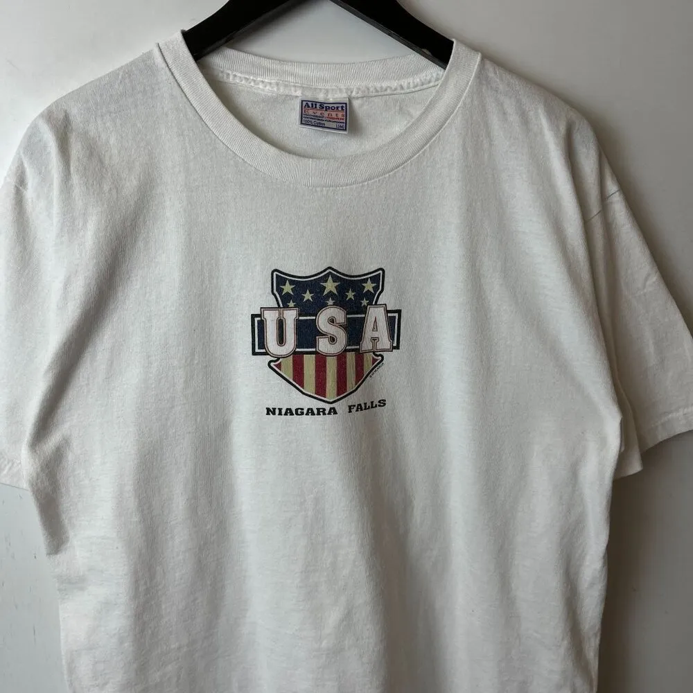 USA Niagara Falls T Shirt Vintage 90s Medium M White Graphic Tee - Image 12