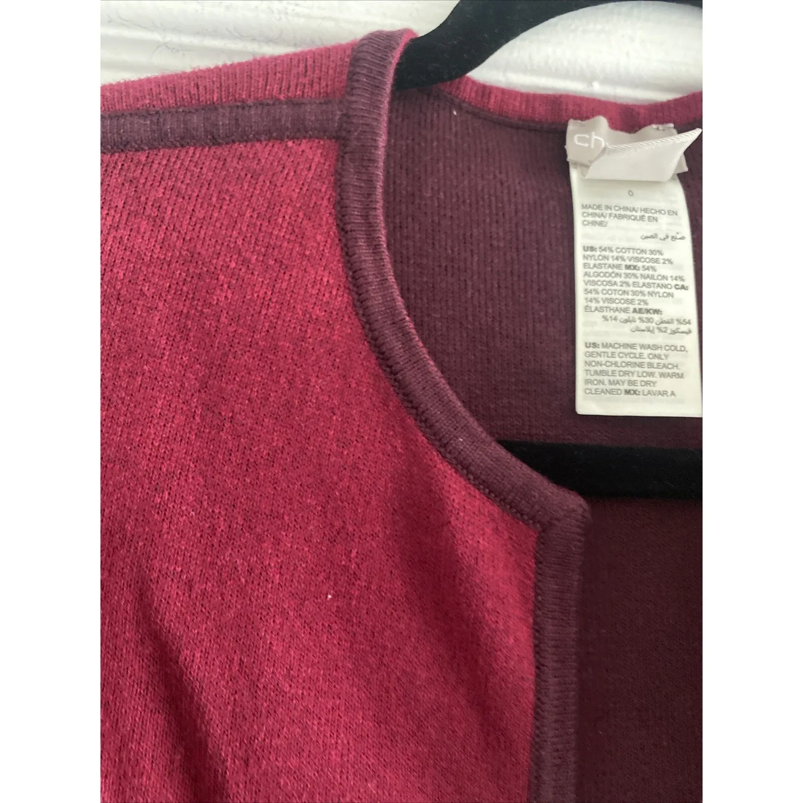 Chico's 0 Women's Small Red Open Long Line Sweater Old Money Knit Burgundy Easy - Image 5