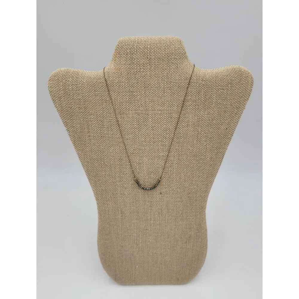 Women's Necklace 18" Jewelry Accessories Simple Gold Tone Curved Beaded Pendant - Image 10