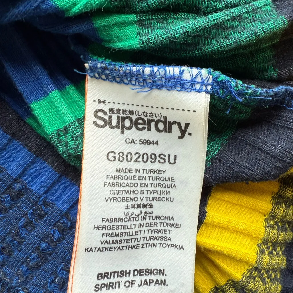 Superdry Sleeveless Ribbed Knitted Midi Dress Sz US4 Stretchy Multicolor Striped - Image 9