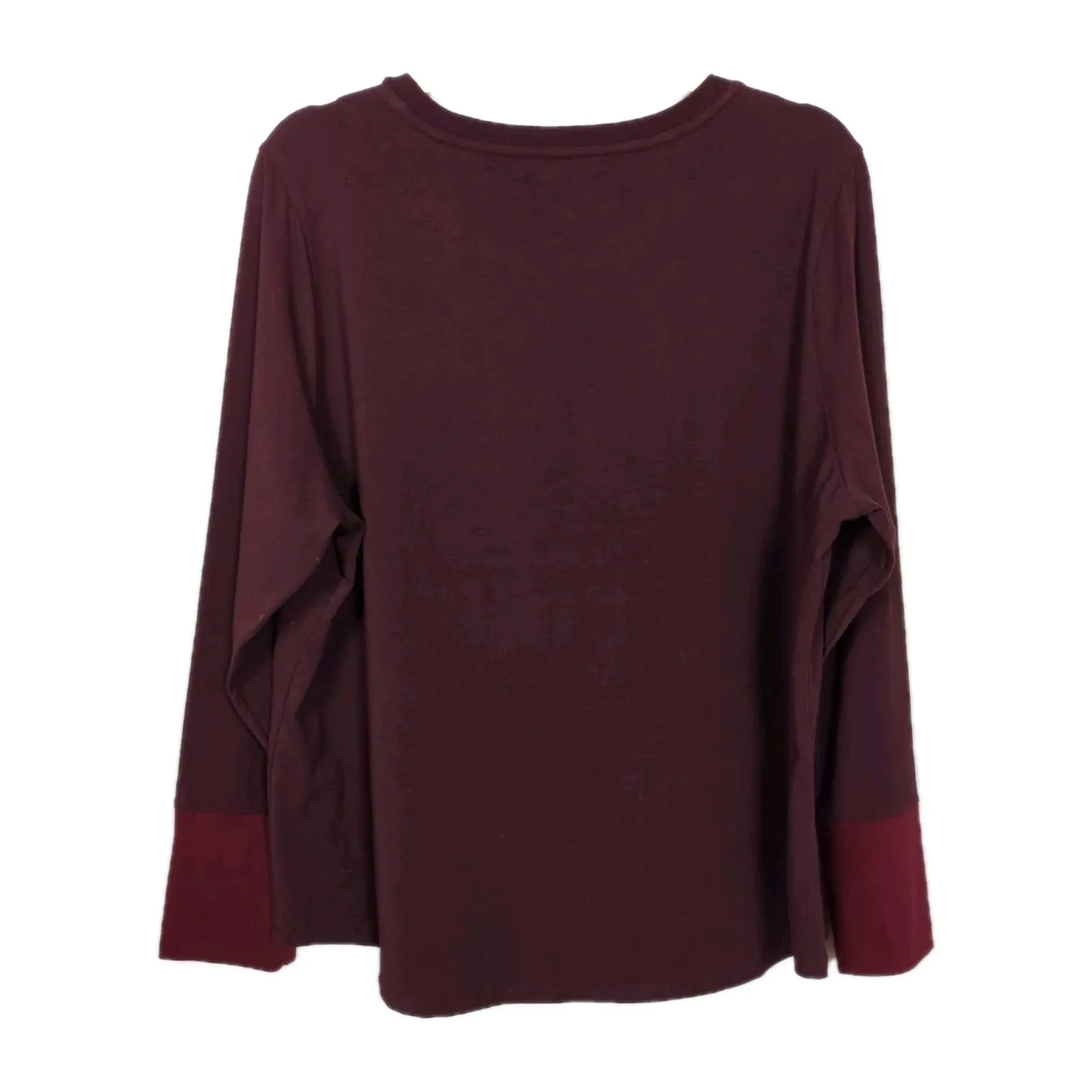 UNIVERSAL STANDARD Rhine Color Block Cuff Top Dark Red Women's Petite Medium - Image 2
