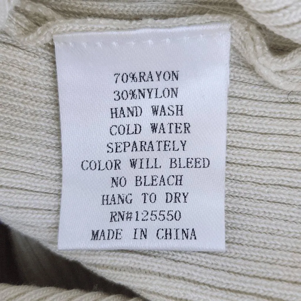 Lilly's Kloset Cream Ribbed Knit Bodycon Midi Dress NWT Size Medium - Image 9