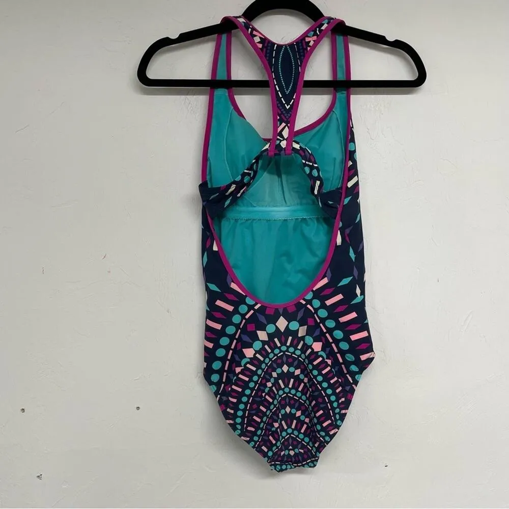Title Nine Multicolor Printed One Piece Open Back Swimsuit Womens XS Colorful - Image 5