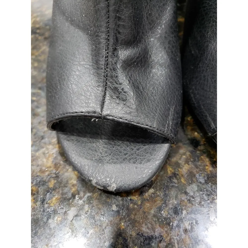 Penny Loves Kenny Ankle Boots Womens Size 7.5M Black Leather Studded Open Toe - Image 7