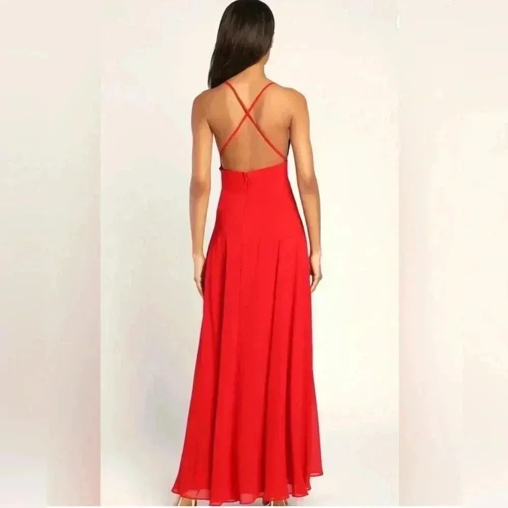 Dreamy Romance red  Backless Maxi Dress - Image 7