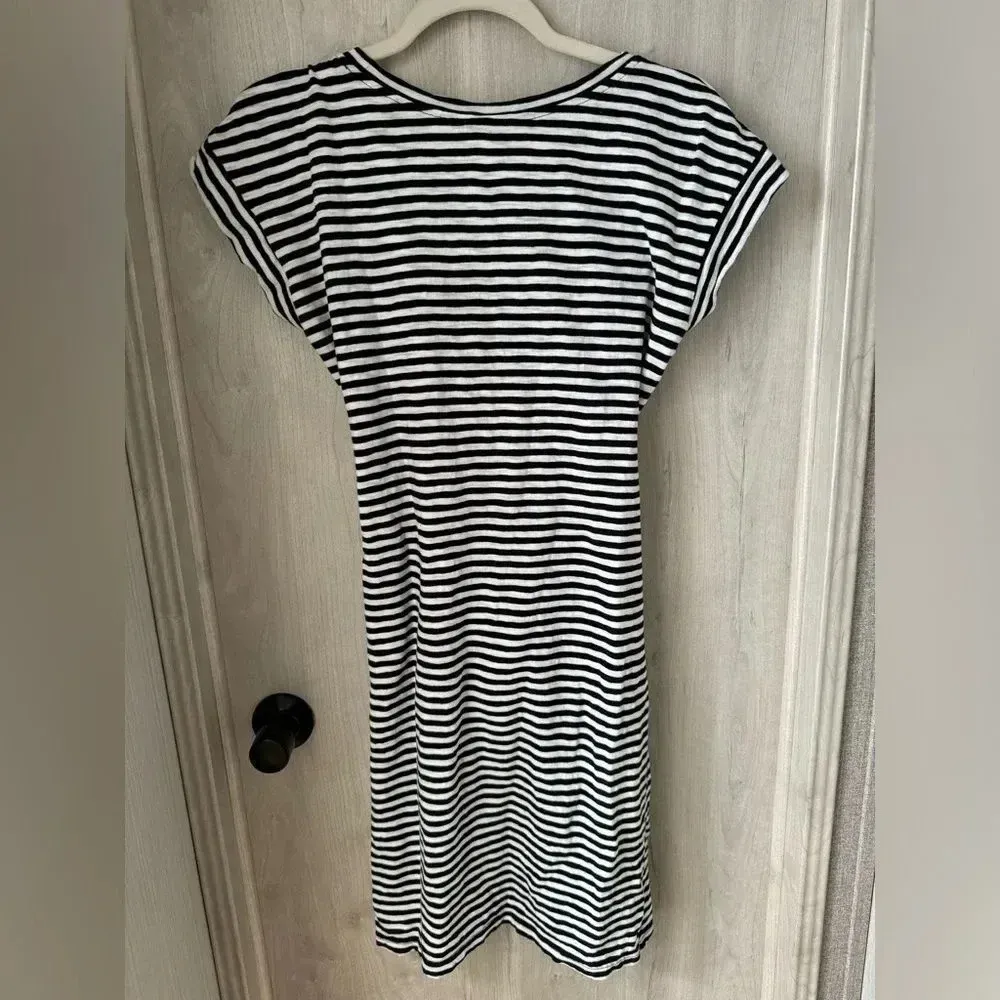JCrew Striped Black and White Shortsleeved‎ 100% Cotton Dress - Image 9