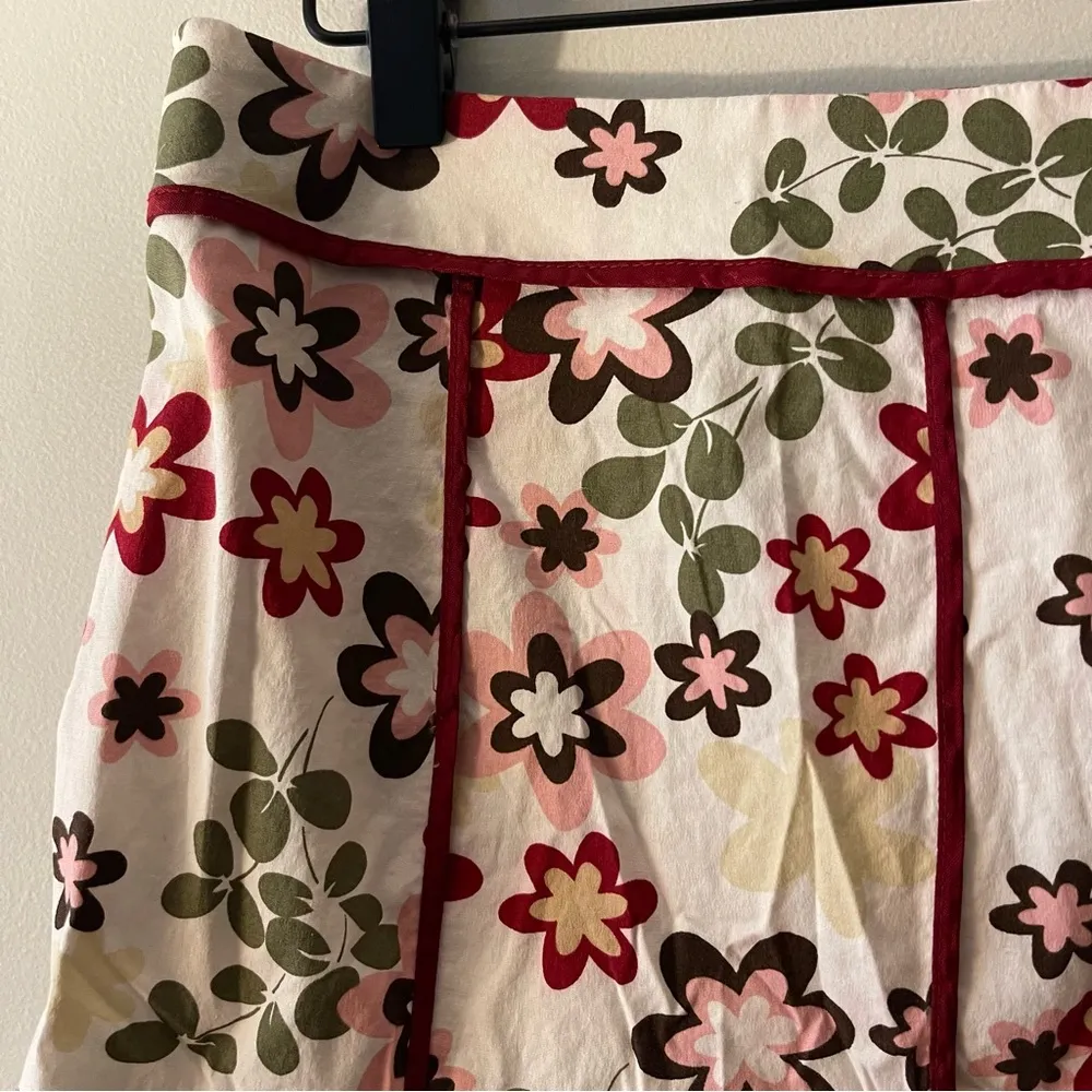 Vintage Floral Cotton Midi Skirt Y2K 90s Sz 8 White Daisy Retro Tea Knee Lengtg - Image 5