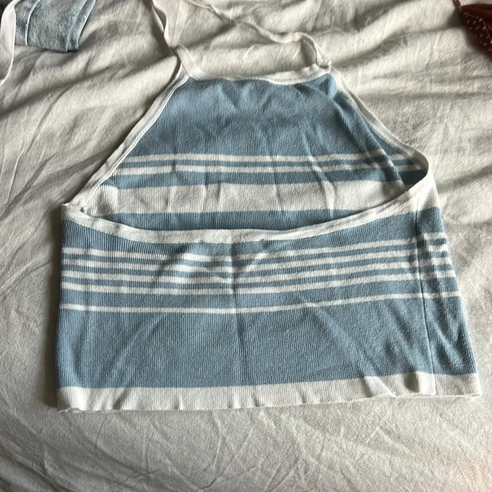 Brandy Melville blue and white halter tank - Image 3
