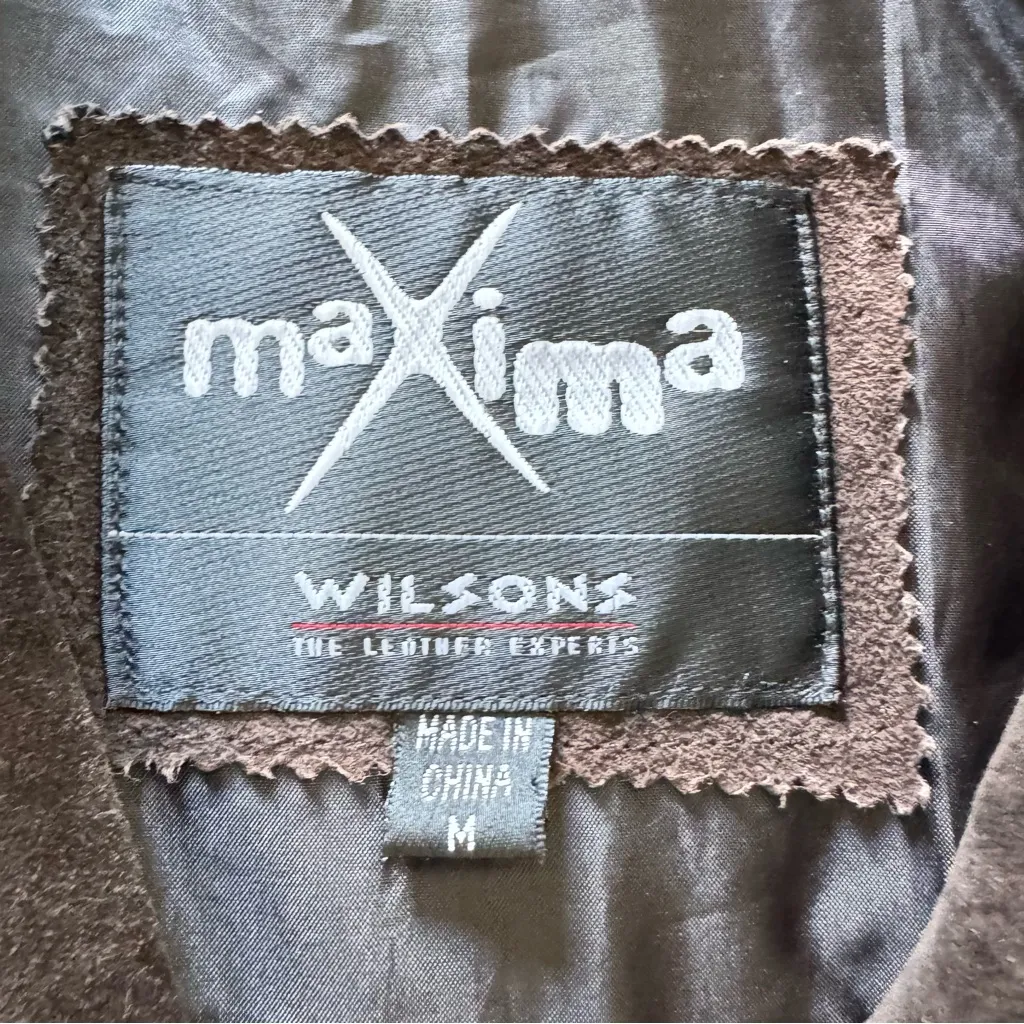 Wilson’s Maxima Brown Suede Leather Jacket Women’s Size M Button Front - Image 7