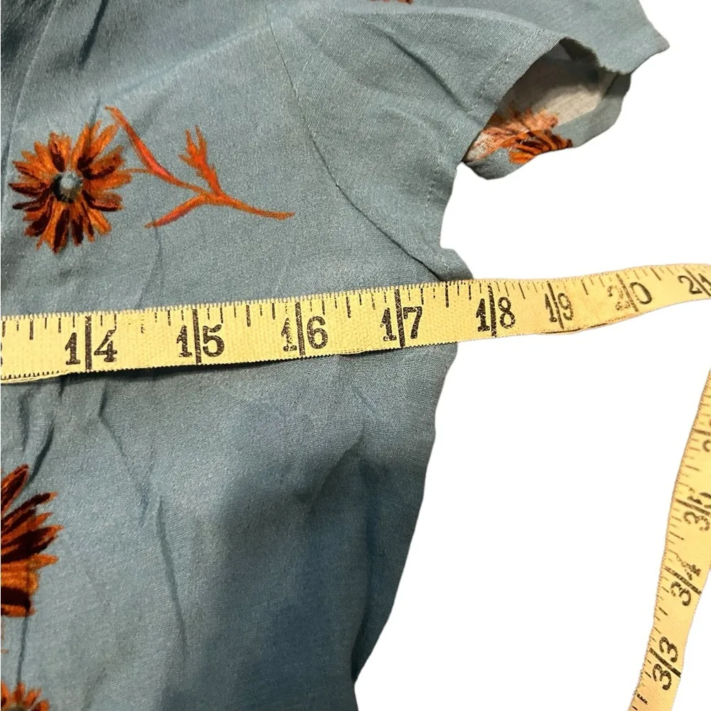 Urban Outfitters Mallory Floral Button Mini Dress Blue Orange size small - Image 5