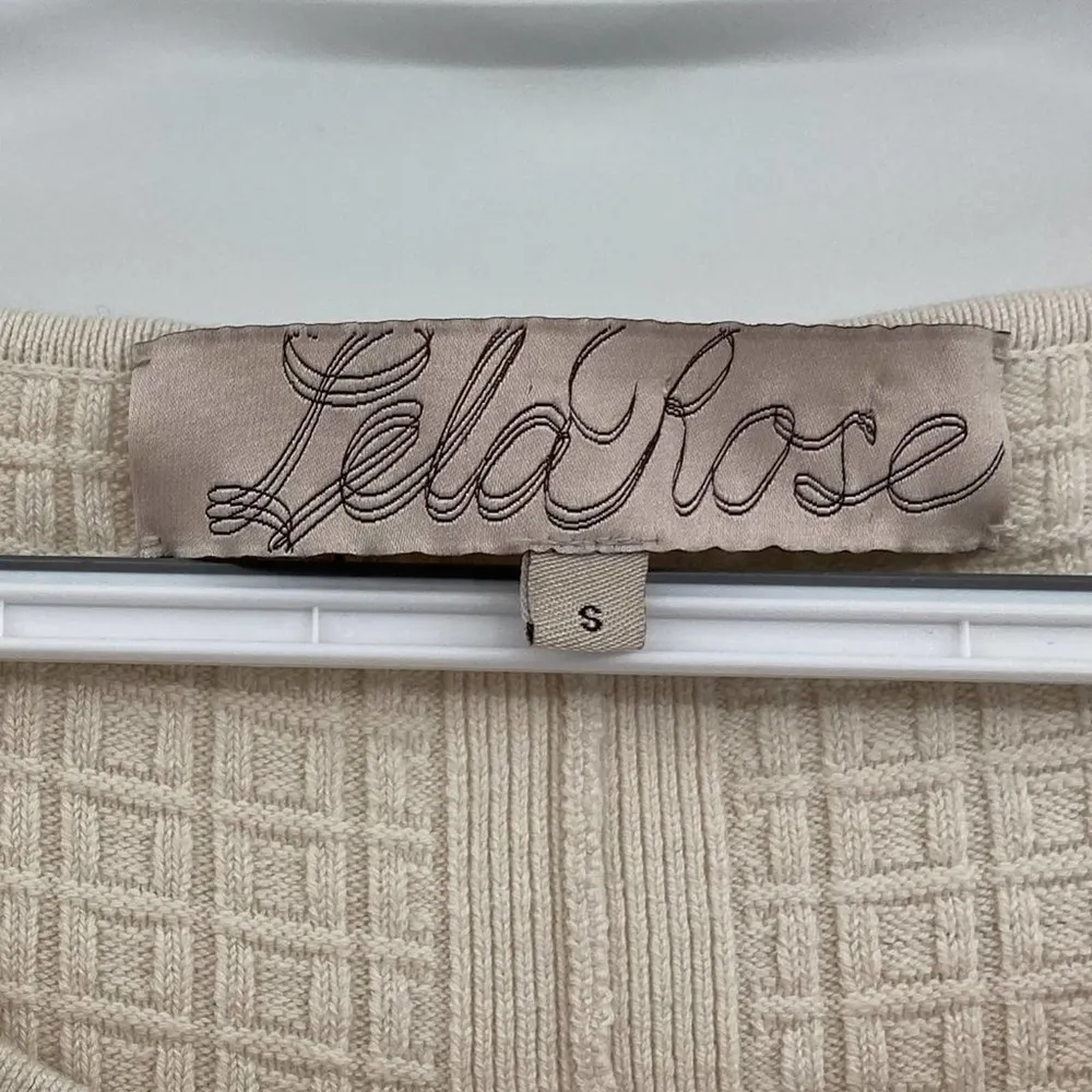 Lela Rose 3/4 Sleeve Dress Railroad Lace Hem Ivory - Image 3