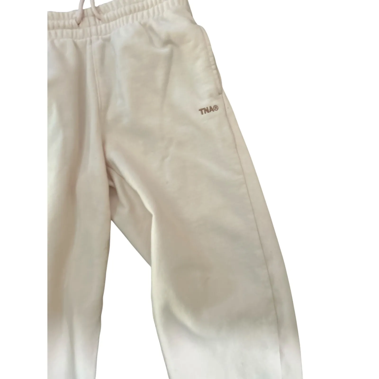 TNA Sweatfleece Terry Fleece Boyfriend Fit Joggers Cream XS - Image 5