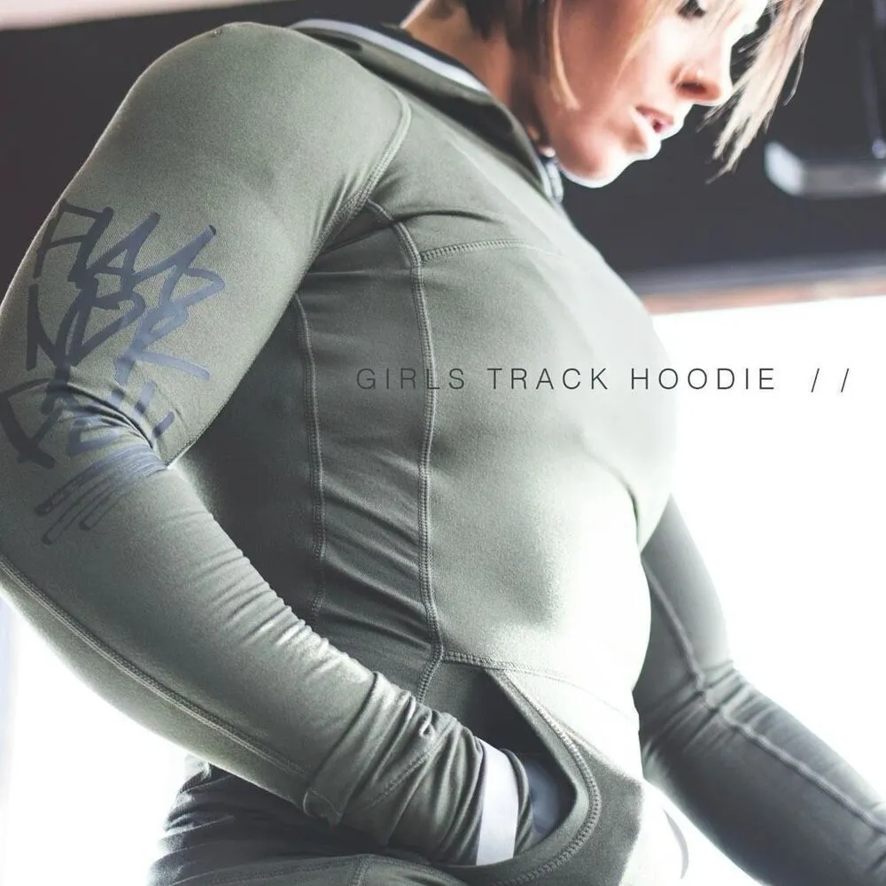 Flag nor Fail ladies Track Base Layer Hoodie in Olive Green Size Medium - Image 6