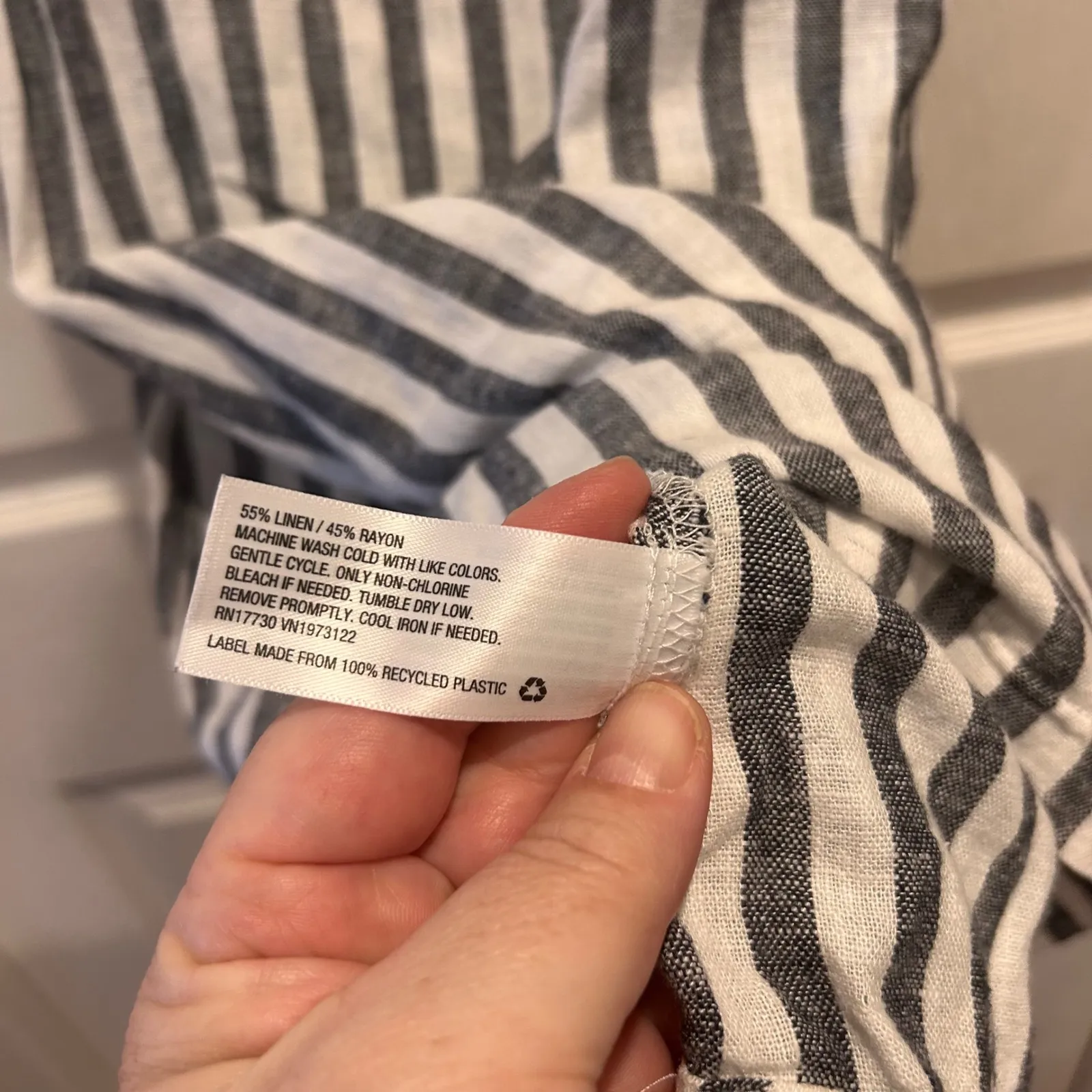 A New Day Striped Linen Blend Mini Dress Women Sz Medium Spaghetti Strap Casual - Image 5