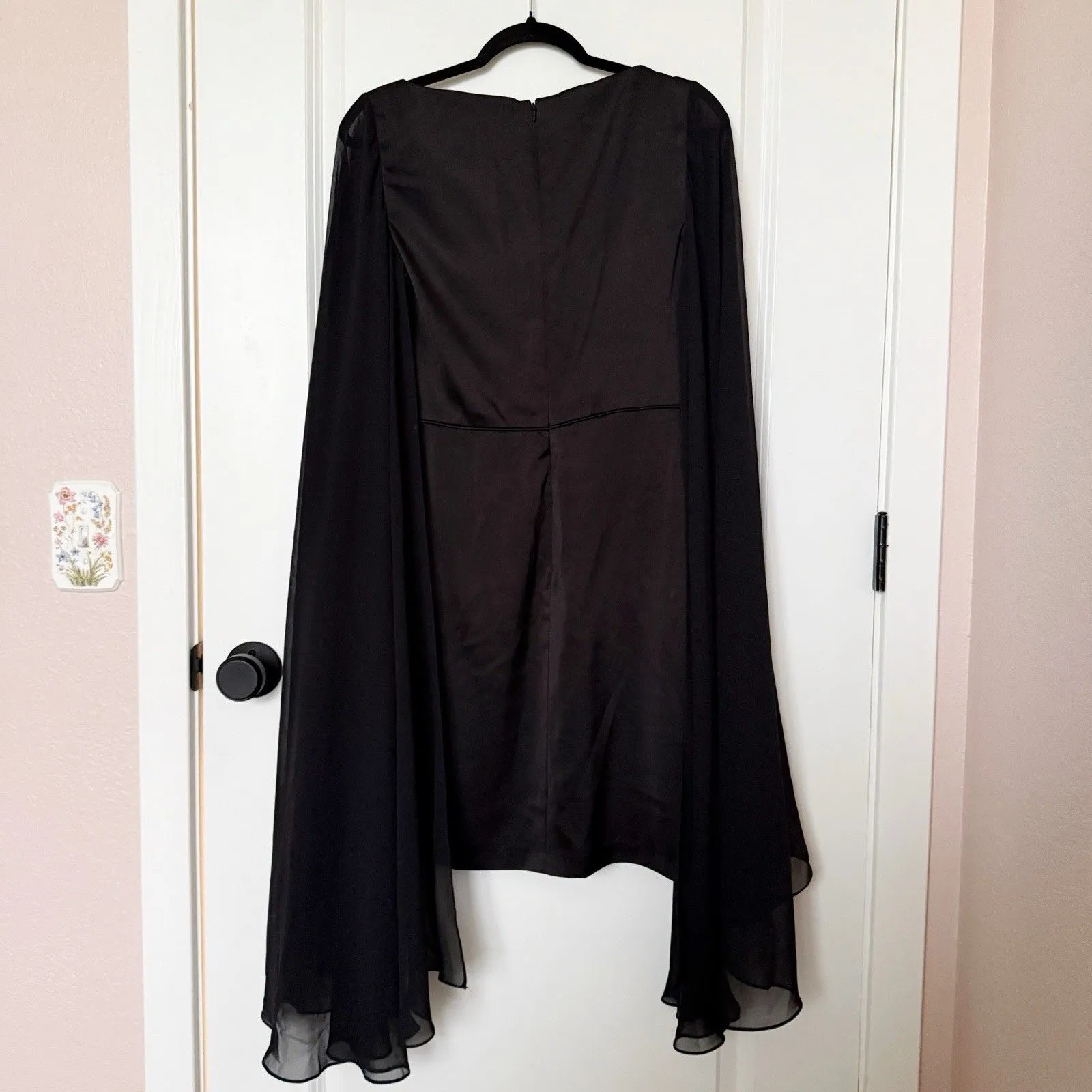 Mac Duggal Whimsigoth Cape Midi Dress Sz 8 Witchy Morticia Addams Alt Goth Glam - Image 5