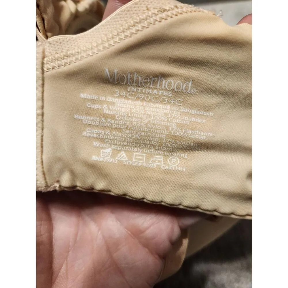 Motherhood Maternity Size 34C Wireless Nursing Bra Beige - Image 3