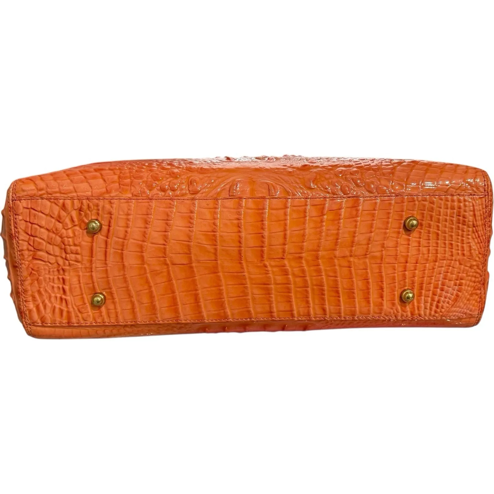 Brahmin Croc Embossed Leather Tote Shoulder Bag Burnt Orange Paprika Large LN - Image 3