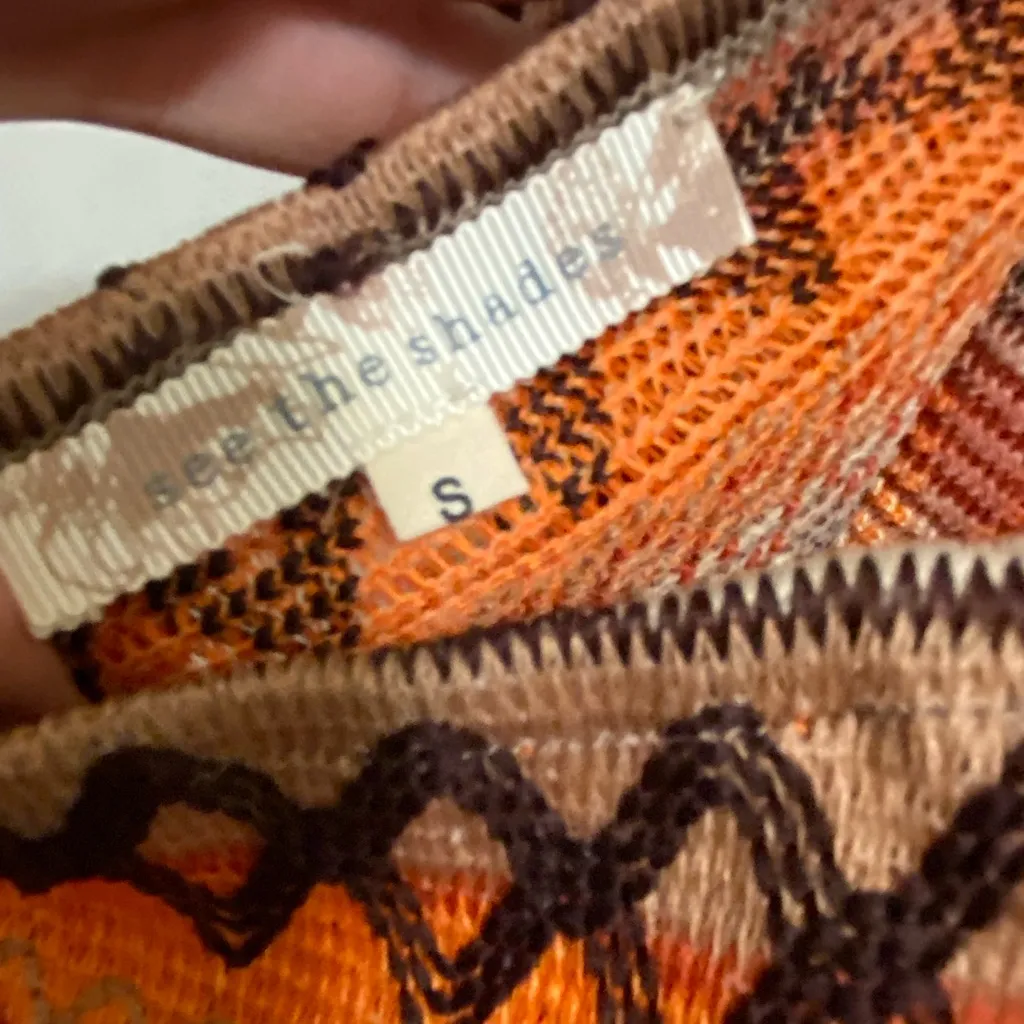 See The Shades Womens Knit Halter Maxi Dress S Small 34” Boho Orange Brown Print - Image 9