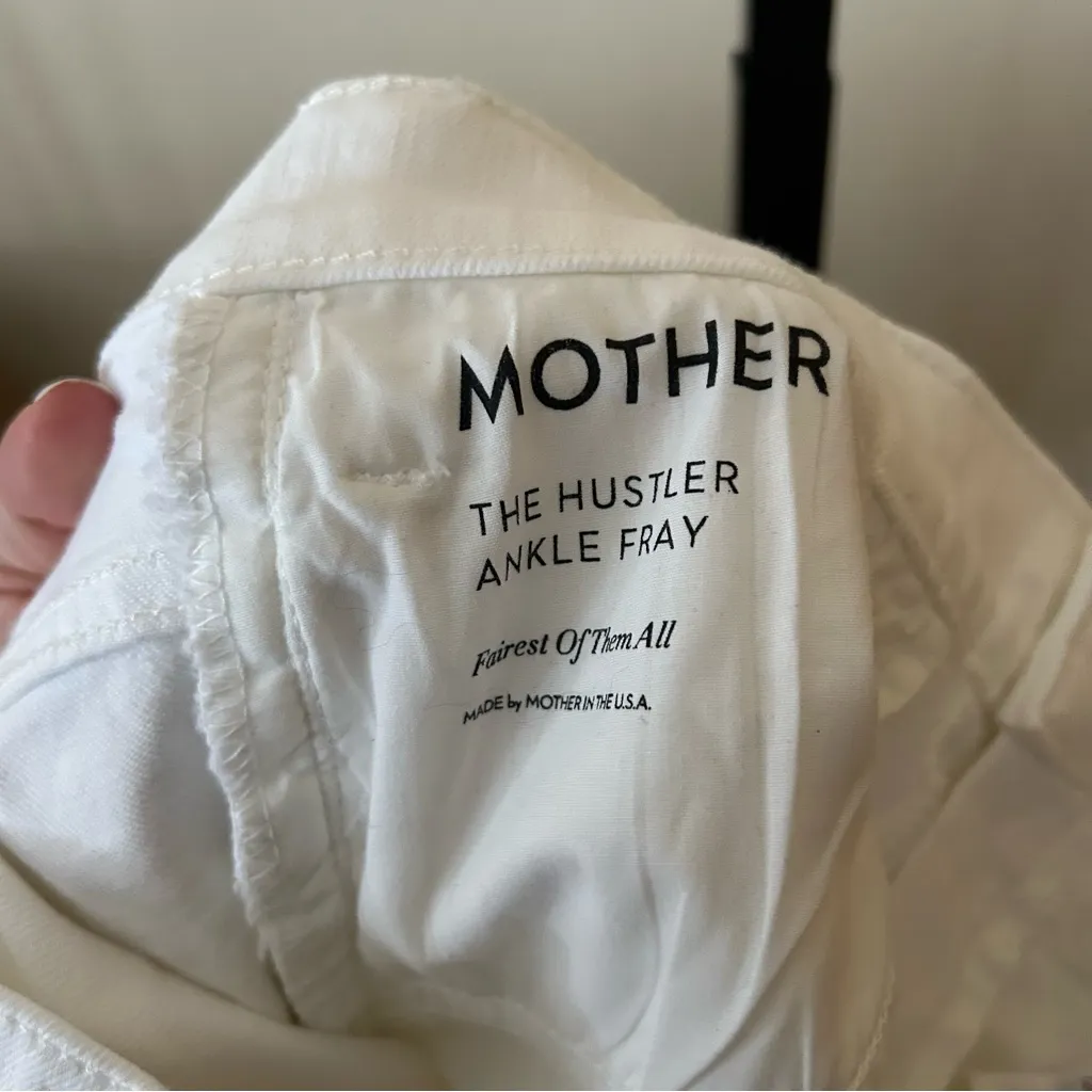 MOTHER The Hustler Ankle Fray Jeans Flare Raw Hem White NWT $228 Size 30 (US 10) - Image 8