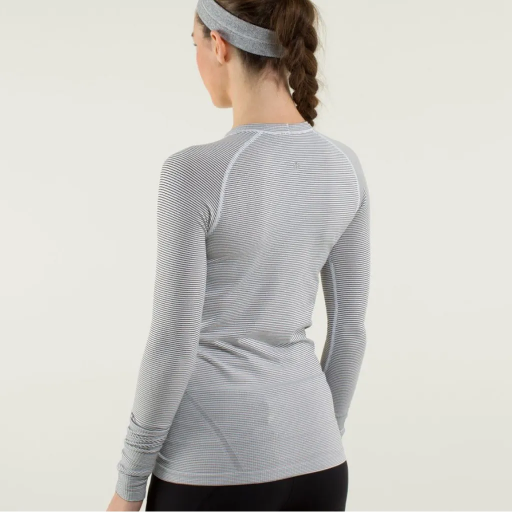 Lululemon Swiftly Tech Long Sleeve Stripe White and Black - Image 2