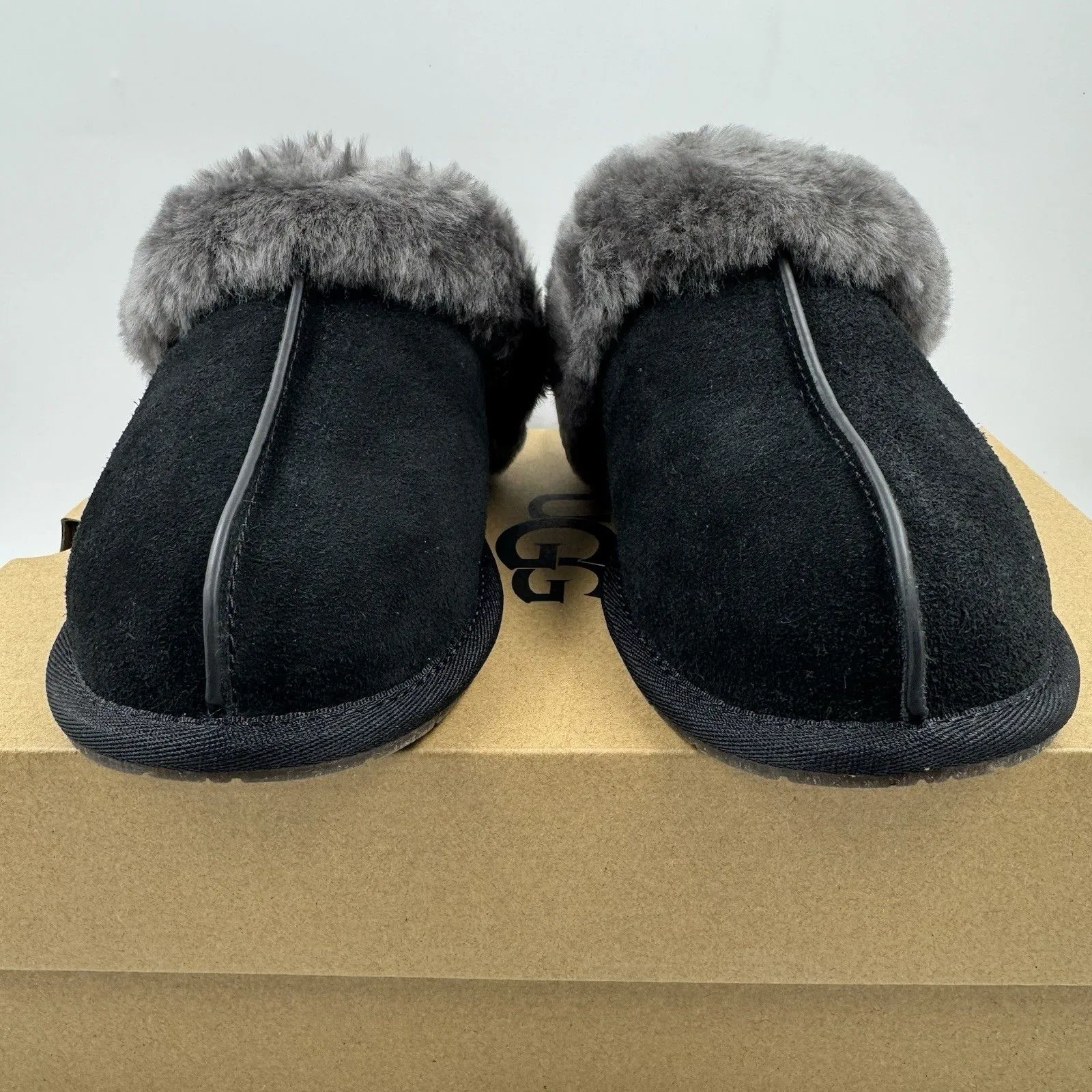 Ugg Australia Women’s Scuffette II Slippers Suede Black/Grey Size 7 New With Box - Image 8