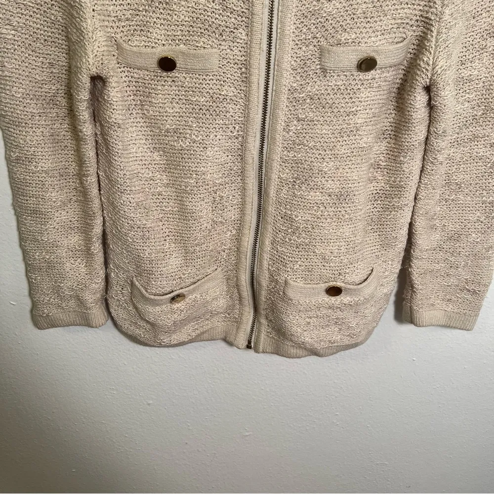 Jones New York Collection Tweed Jacket Beige Cream XS - Image 3