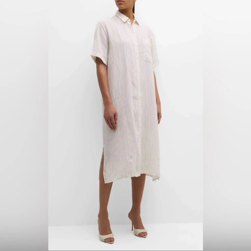 Eileen Fisher Cream Striped Dress - Image 4