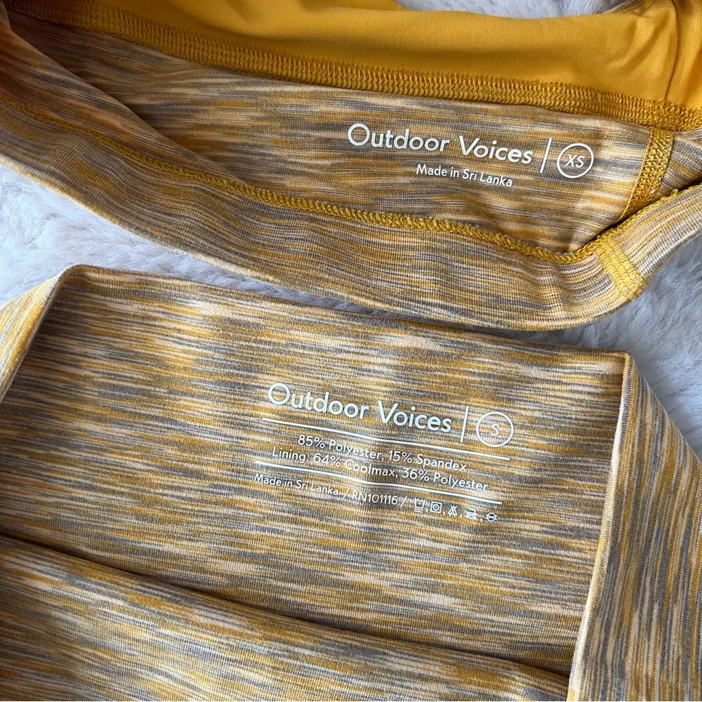 Outdoor Voices Matching Set Free Flow Crop Top and Bike shorts Sunset Yellow - Image 6