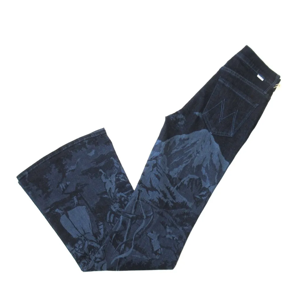 NWT Mother The Doozy Sneak in Swiss Alps Printed Stretch Flare Jeans 26 Blue - Image 8