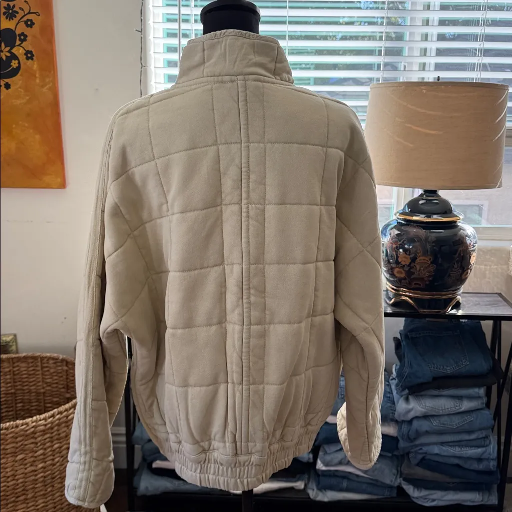 NWT Free People Vanilla Crème Dolman Quilted Knit Zip Up Jacket - Image 2