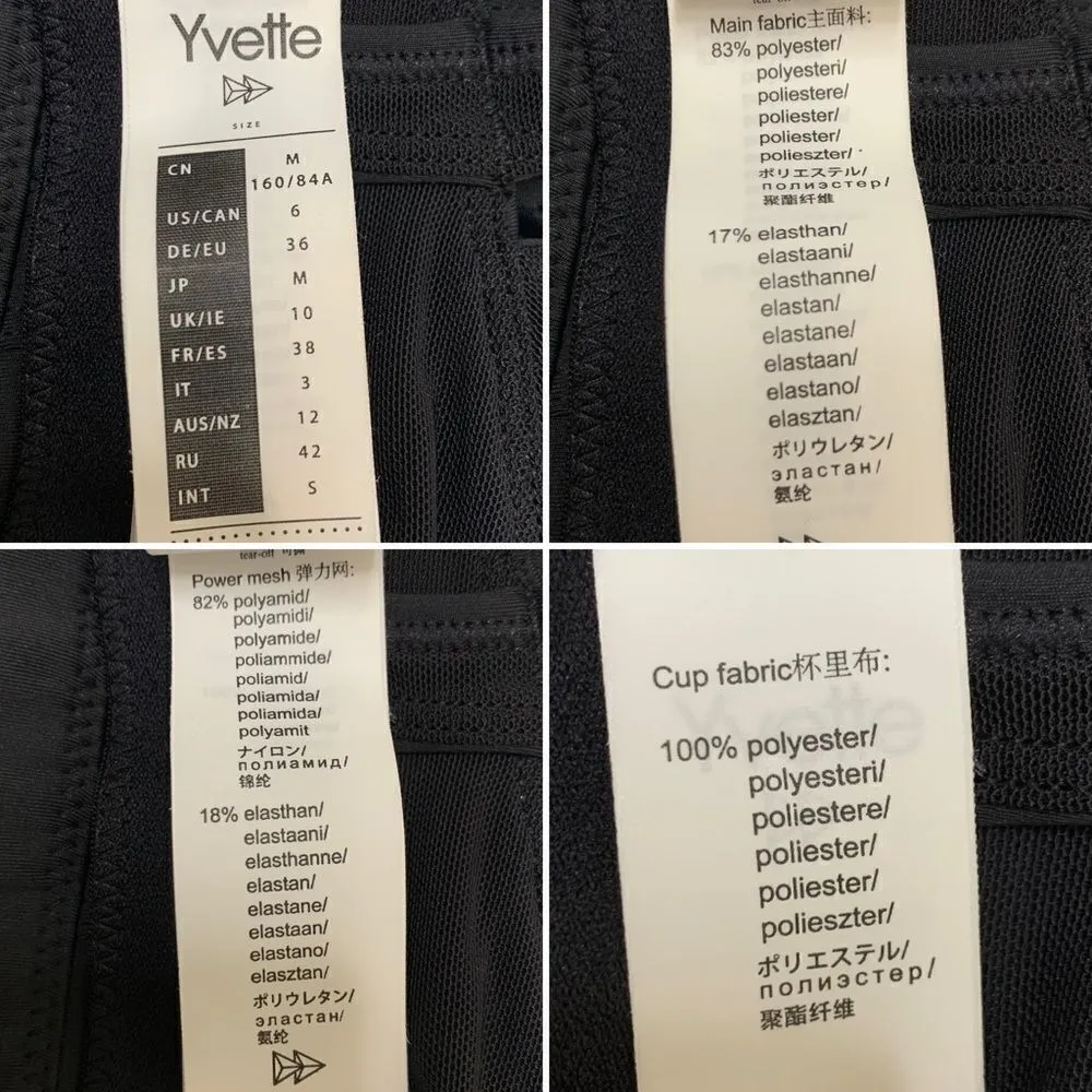 Yvette Power Cross Back Padded Running Sports Bra Black Size M - Image 12