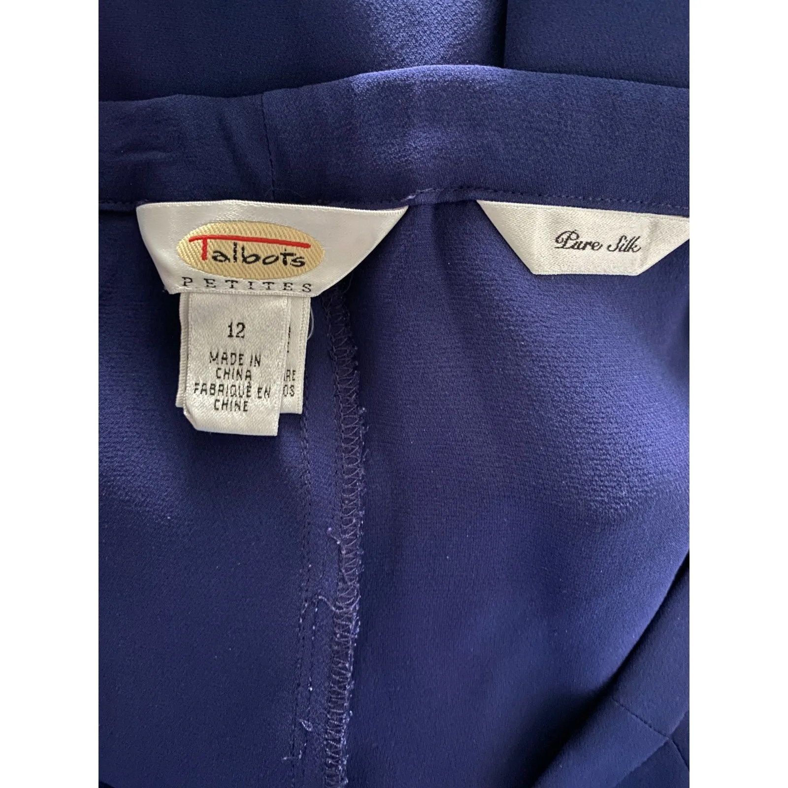 Talbots Petite Blue Silk 3 Piece Suit Blazer Top Pants Set Sz 12P & 16P - Image 11