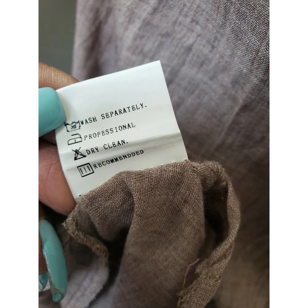 Misslook Lagenlook Brown Cotton Blend V-Neck Sleeveless Knee Length Dress Size M - Image 11