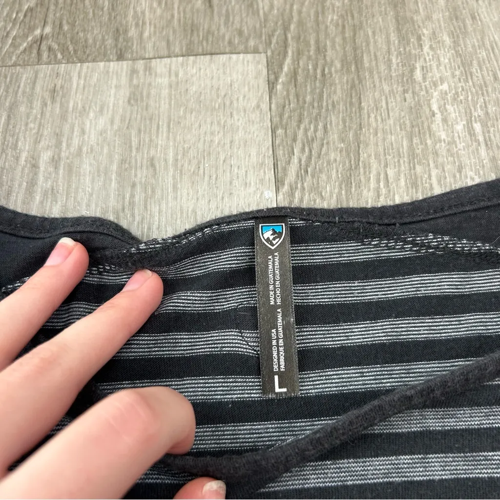 Kuhl Thermal Longsleeve Shirt Striped Black and Gray Size Large Winter - Image 4