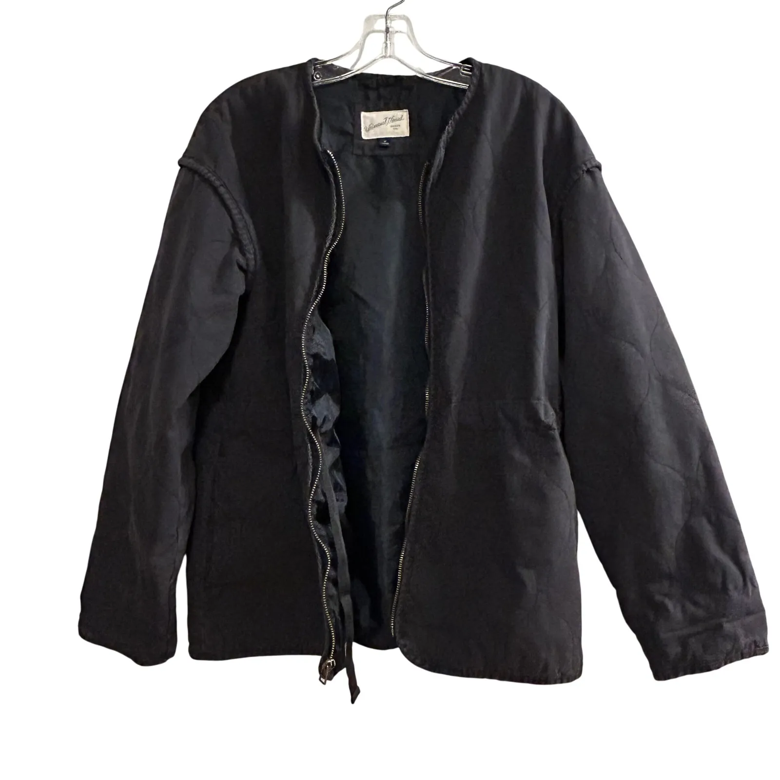 Universal Thread Quilted Jacket Women Medium Black Collared Zipper Cotton Blend - Image 10