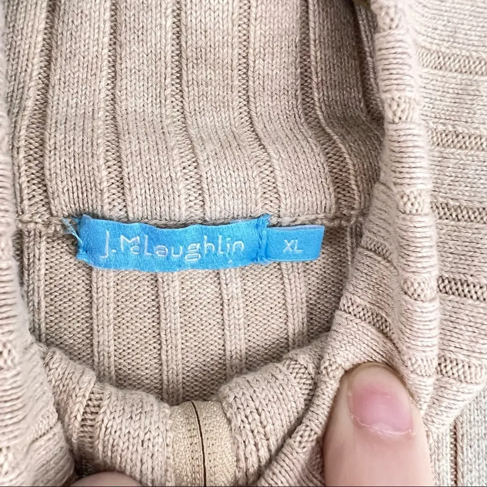 J. Mclaughlin Womens Full Zip Ribbed Tan Cardigan Size XL Closet Staple Casual - Image 4