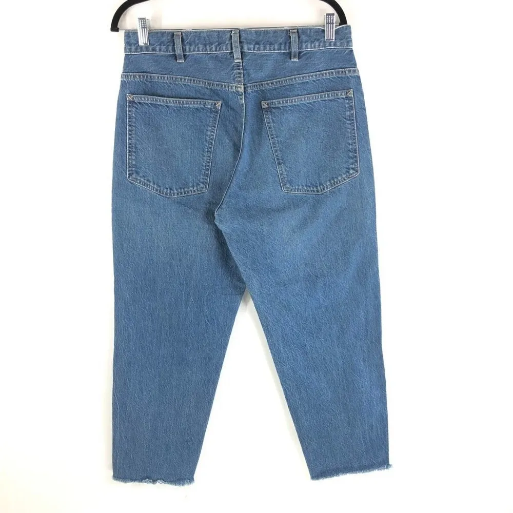 Uniqlo Womens Mom Jeans Medium Wash Tapered High Rise 31 - Image 2