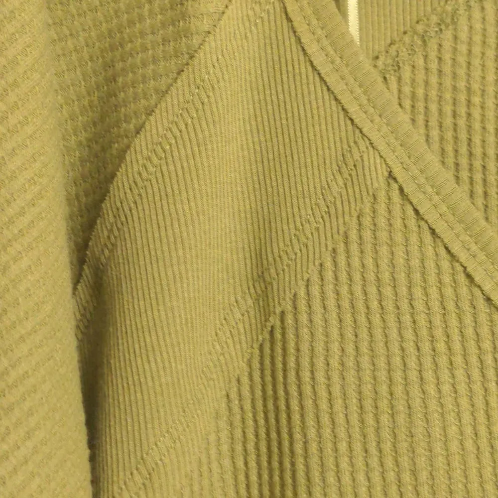 Free People Santa Clara Thermal Top Shirt Ferngully (Green) Slouchy V-Neck M New - Image 8