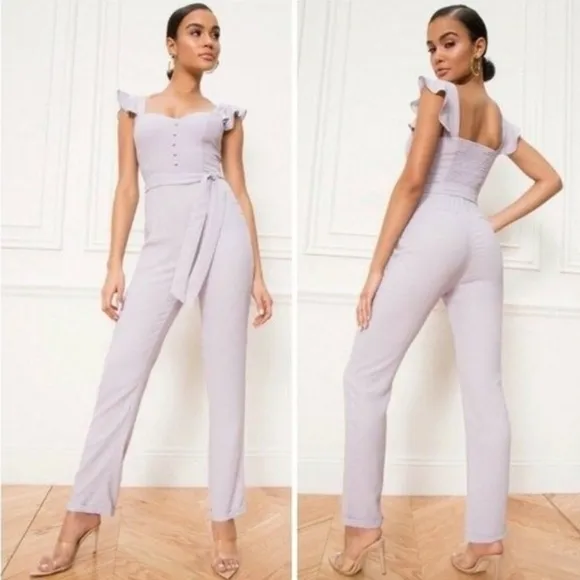 Superdown Revolve Gloria Flutter Lilac Jumpsuit - Image 2