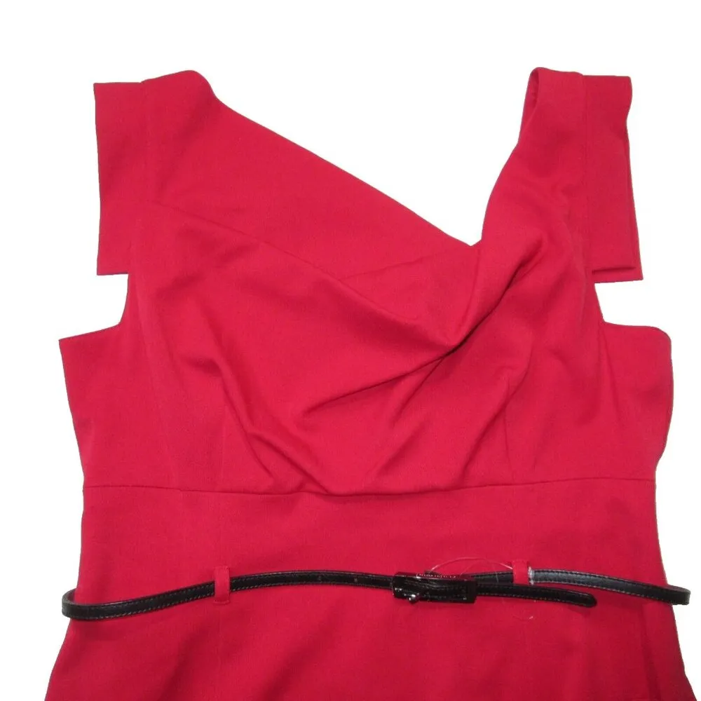 NWT Black Halo Classic Jackie-O in Red Stretch Gabardine Sheath Dress 14 $375 - Image 3