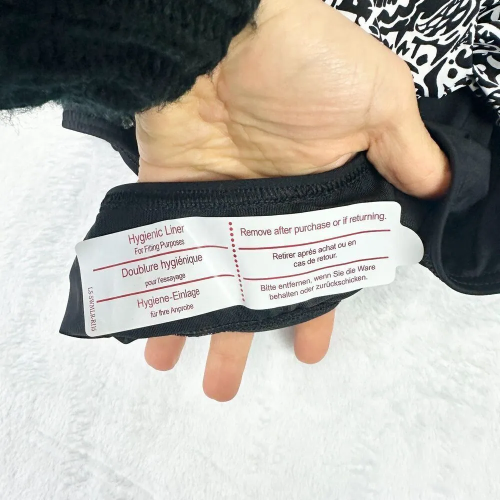 Lands End Blouson Fauxkini One Piece Swimsuit Size Medium NWOT Black Paisley - Image 7