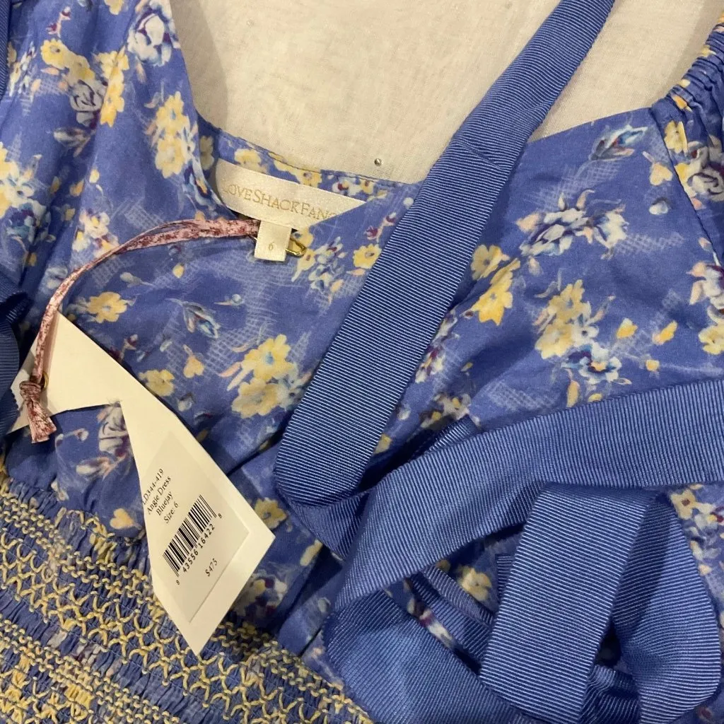 NWT LOVESHACKFANCY Angie Maxi Dress Blue Jay COTTON SZ6 - Image 7