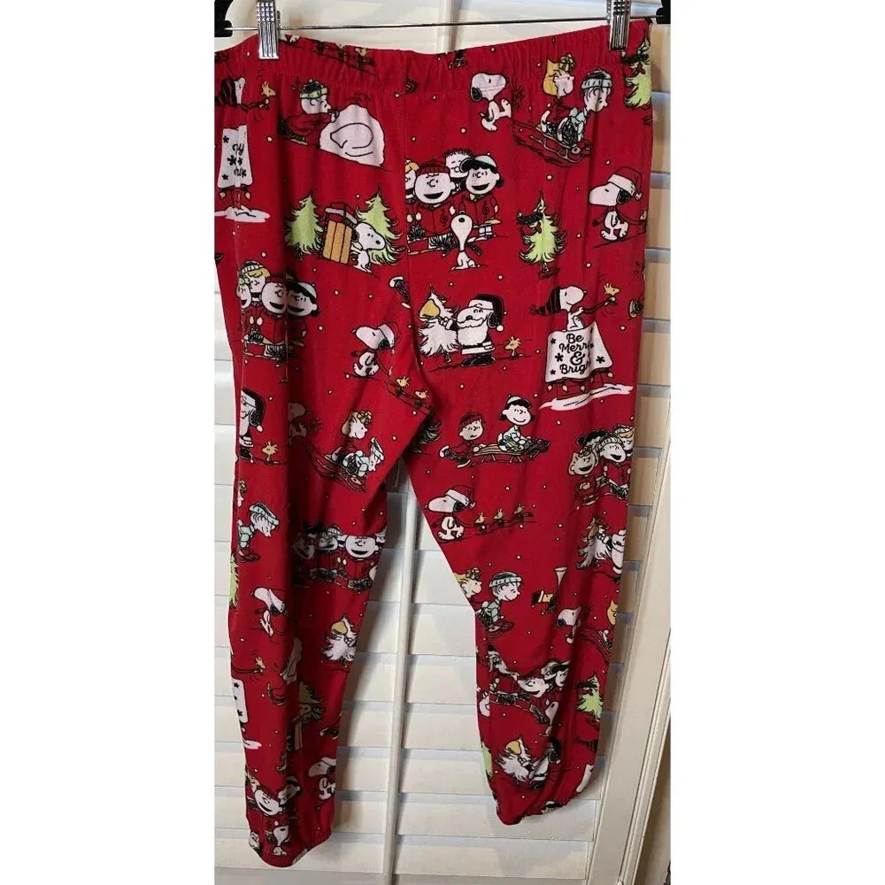 Peanuts Snoopy Christmas Holiday Pajama Pants Joggers Women's L 12 - Image 2